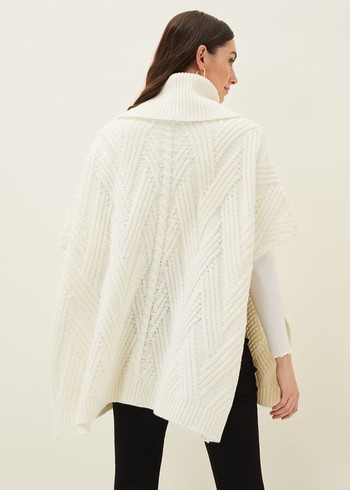 Phase Eight Melly Cable Cape Scarves White Australia | RD6425137